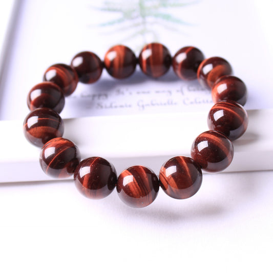 Pulsera de Ojo de Tigre Rojo Natural – Estilo Elegante para Hombre TrendShop MX